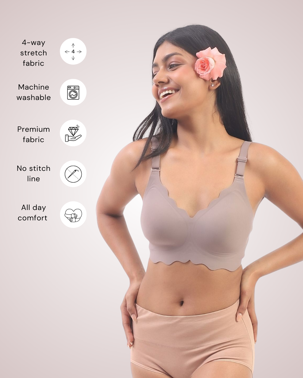 Sofia – Grey Seamless Wireless All Day Bra