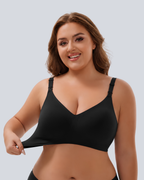 MamaEase Seamless V-neck Wirefree Padded Nursing Bra Black