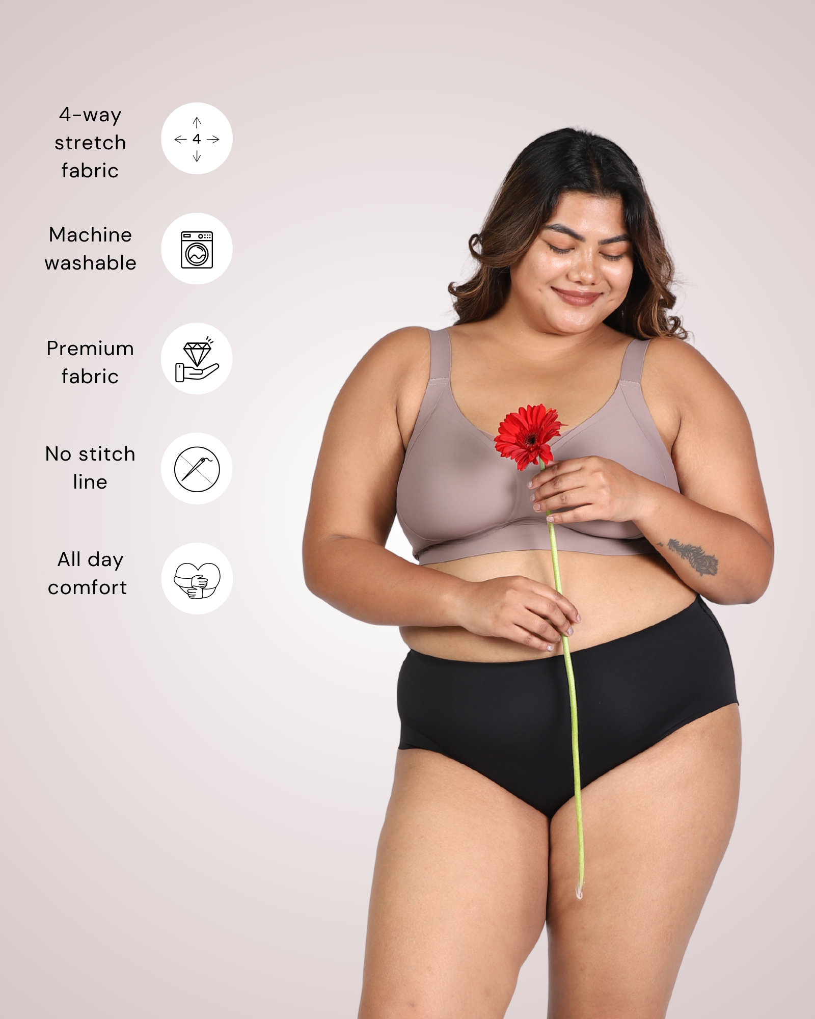 Nora – Wireless Gray Bra for Everyday Support