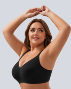 MamaEase Seamless V-neck Wirefree Padded Nursing Bra Black