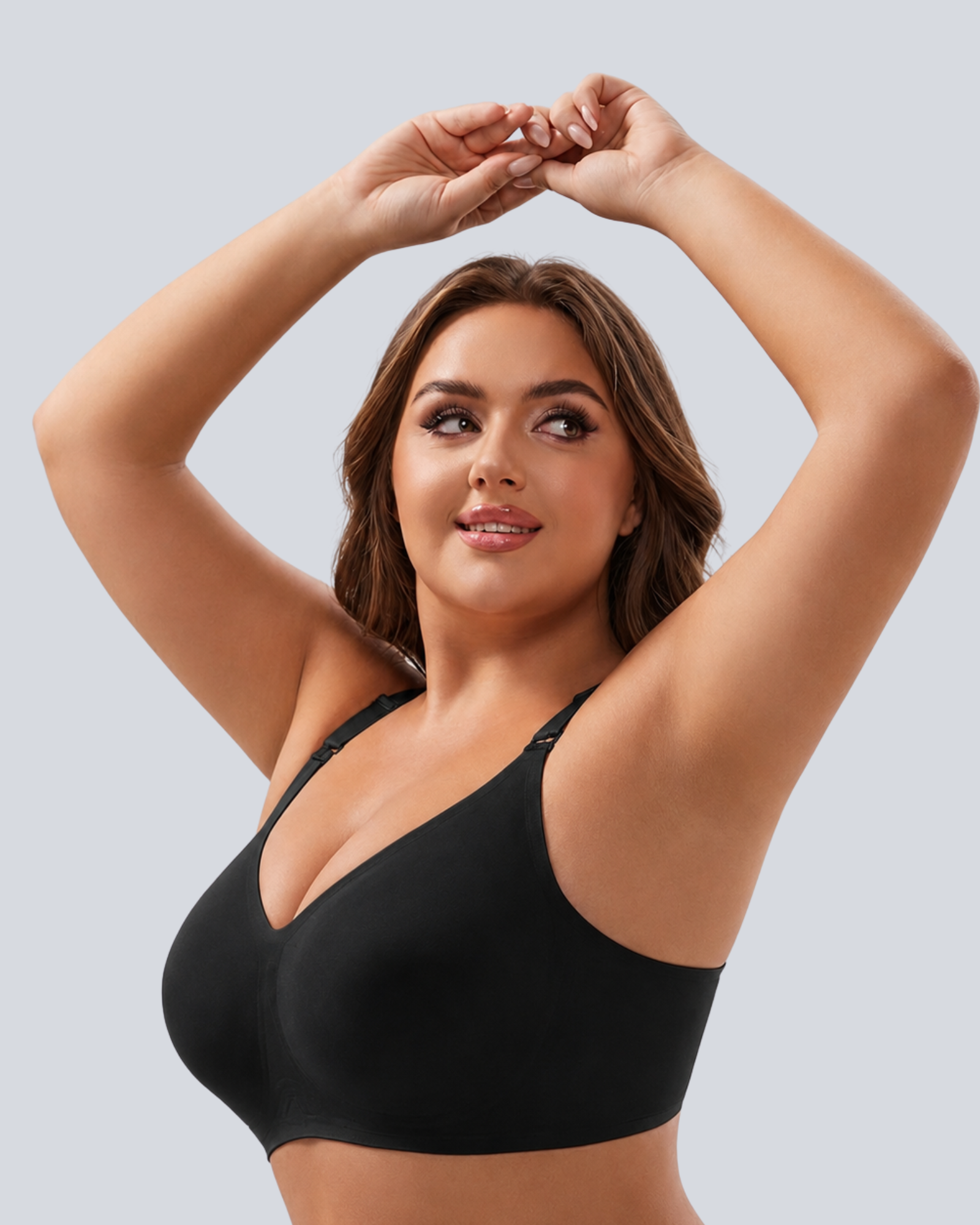 MamaEase Seamless V-neck Wirefree Padded Nursing Bra Black