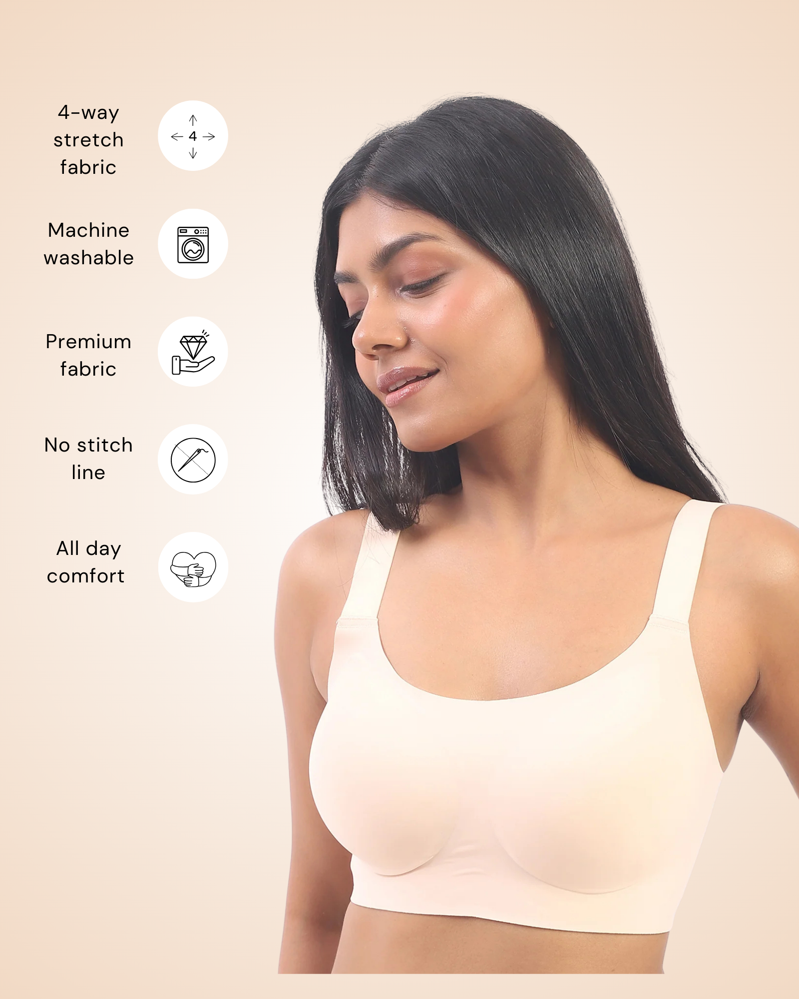Luna – Wireless Full Coverage Everyday Bra in Beige