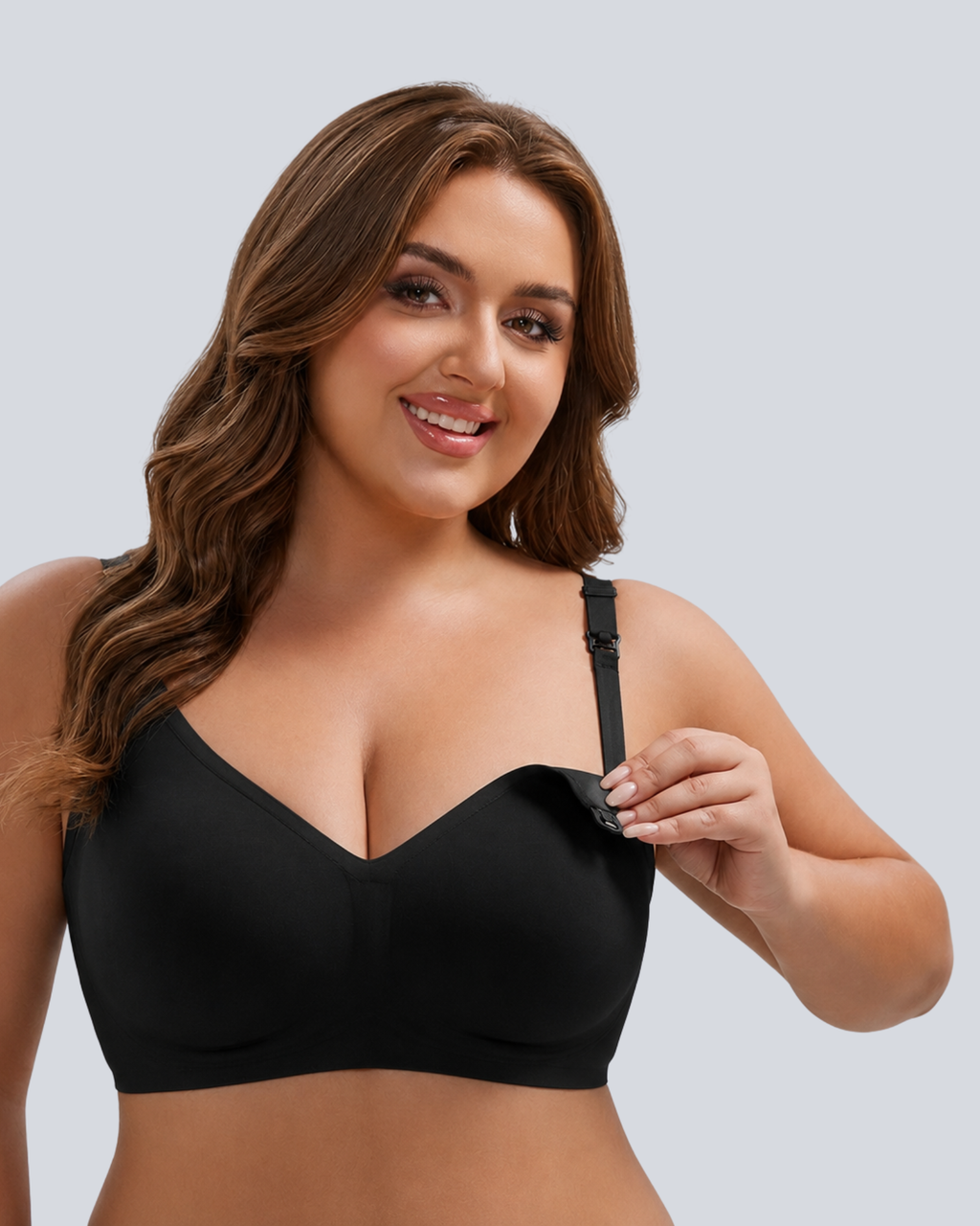 MamaEase Seamless V-neck Wirefree Padded Nursing Bra Black