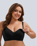 MamaEase Seamless V-neck Wirefree Padded Nursing Bra Black