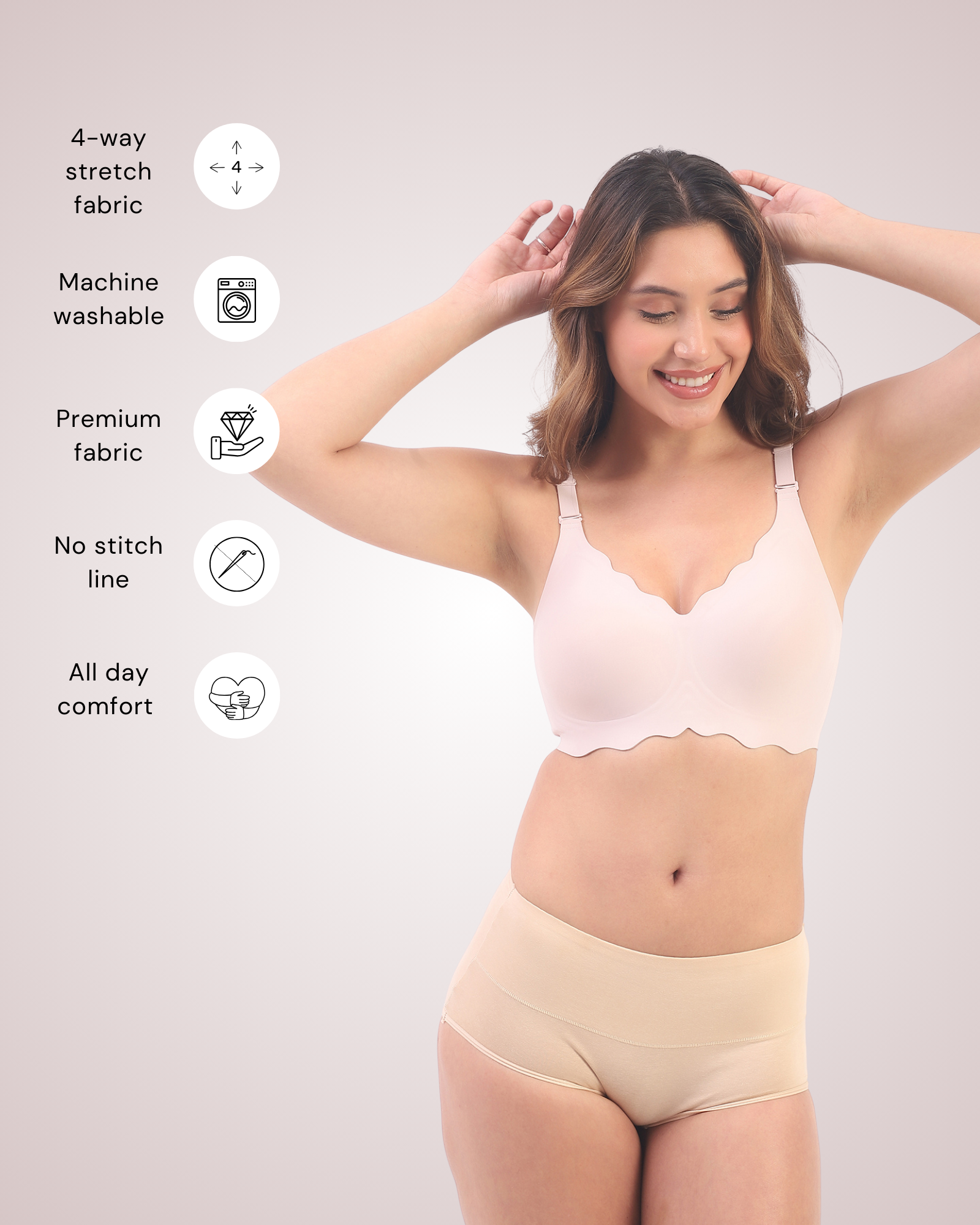 Sofia- Pink Seamless Wireless All Day Bra