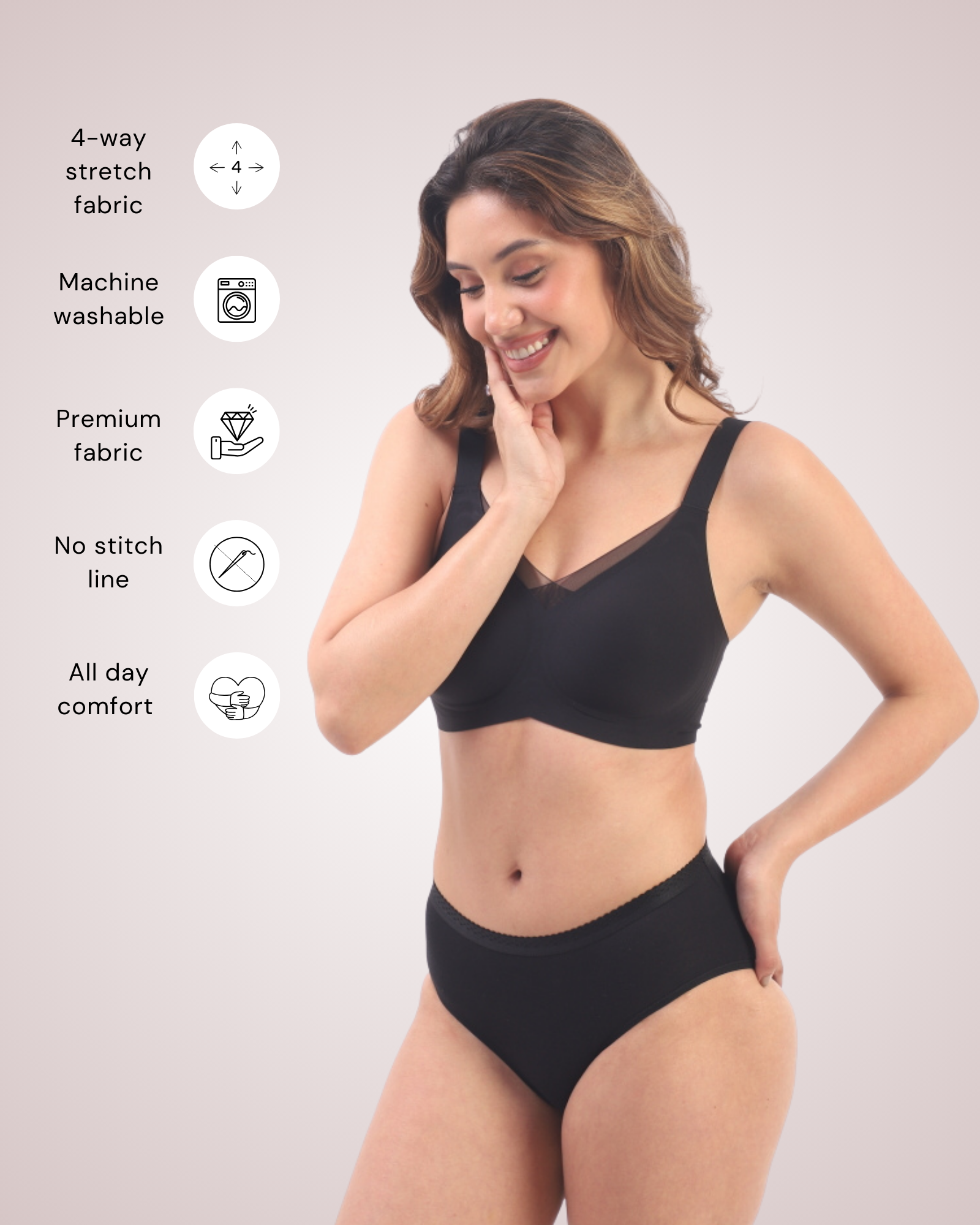 Bello – Wireless Black Bra for Everyday Comfort