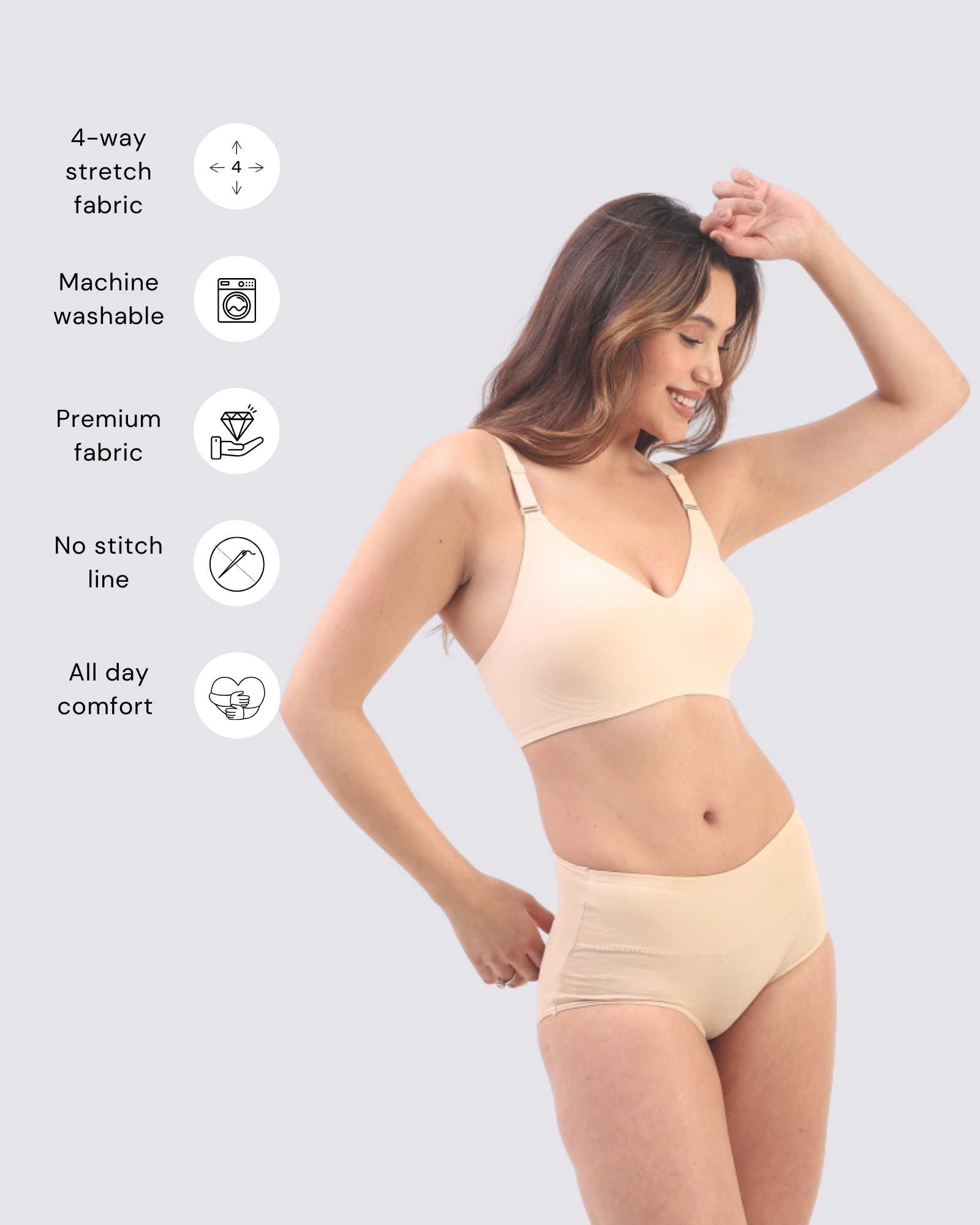 Vera – Beige Wireless Everyday Lift Bra