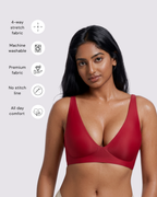 Cleo – Red Wireless Plunge Neck Bra