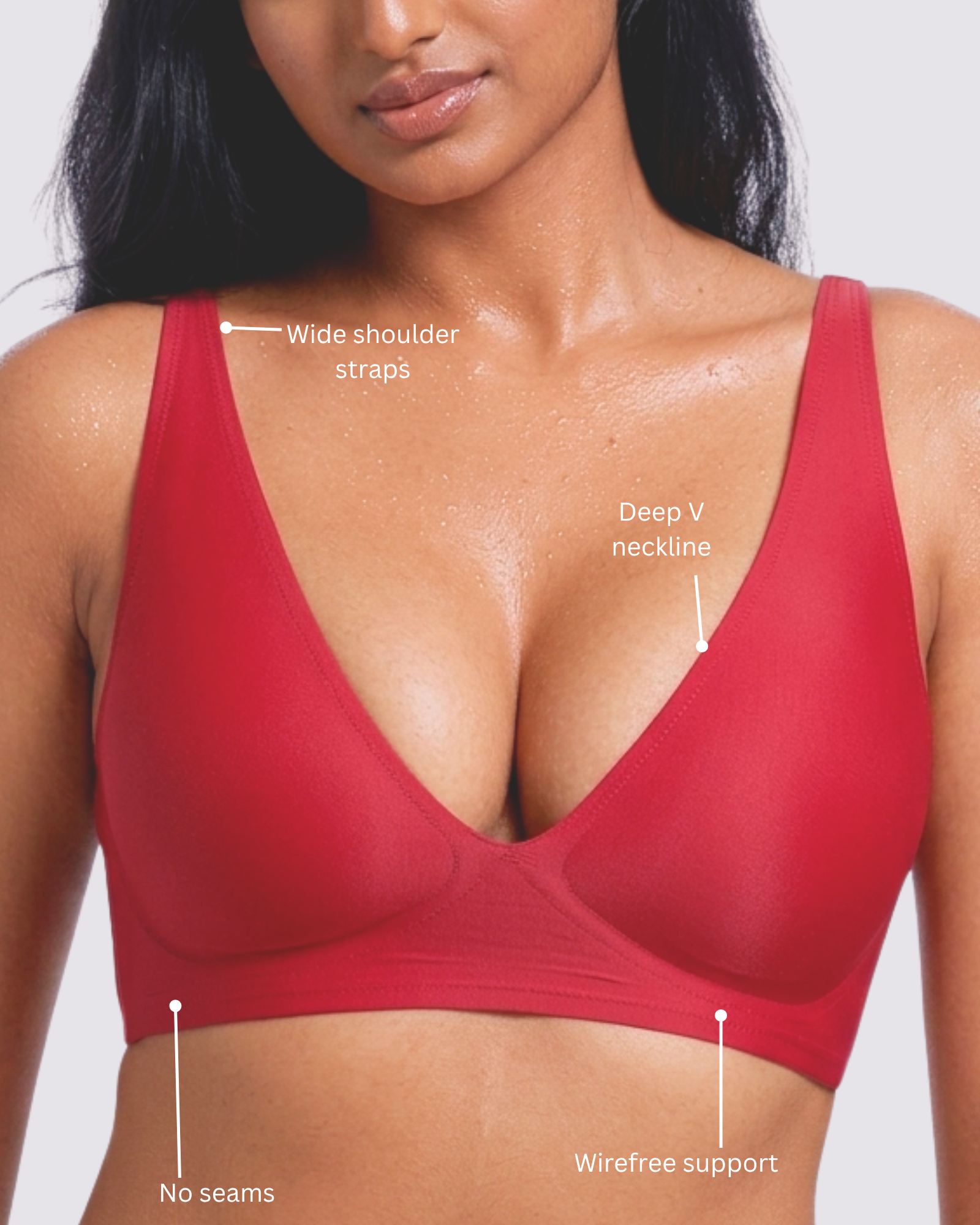 Cleo – Red Wireless Plunge Neck Bra