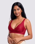Cleo – Red Wireless Plunge Neck Bra