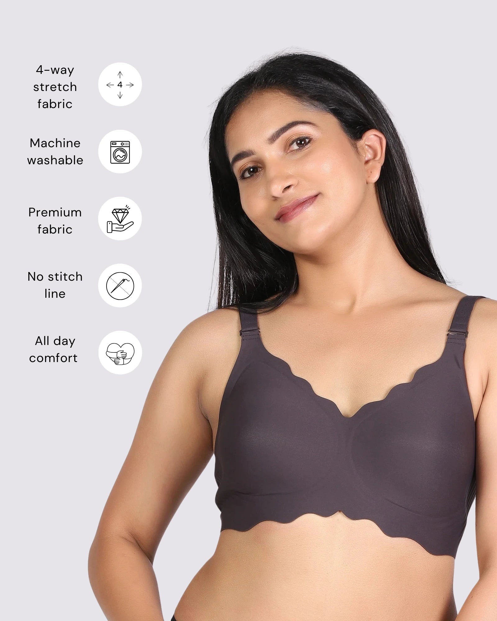 Sofia – Carbon Seamless Wireless All Day Bra
