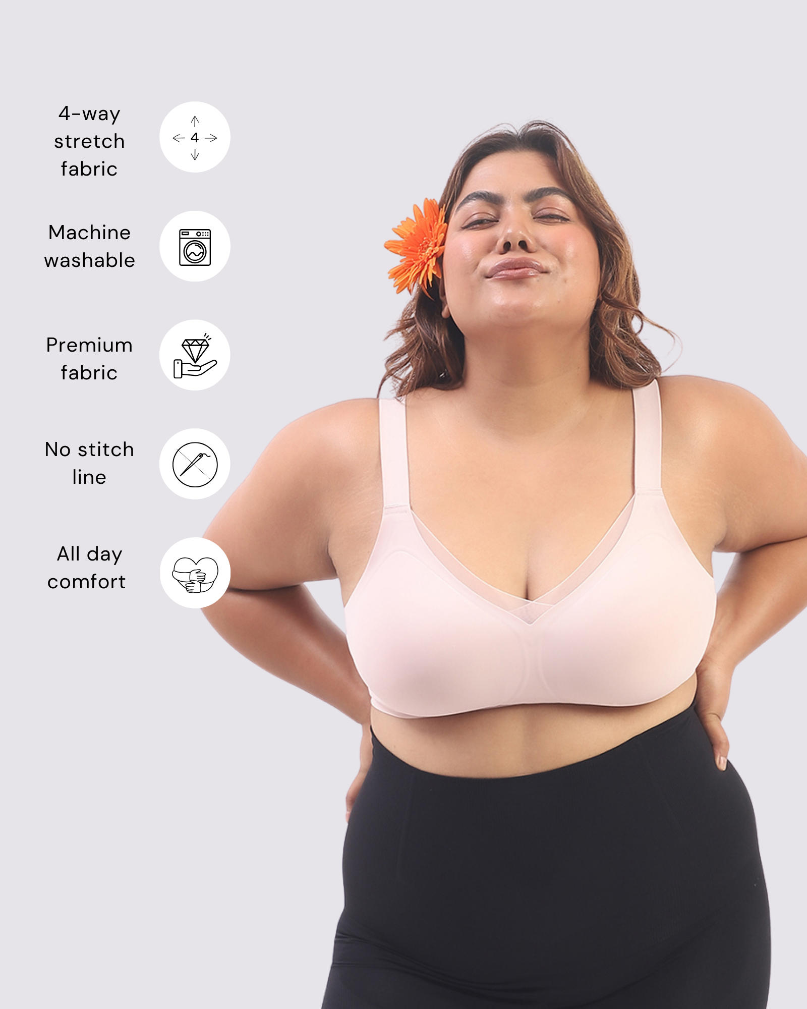 Bello – Wireless Pink Bra for Everyday Comfort