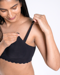 MamaEase Seamless Wirefree Padded Nursing Bra Black