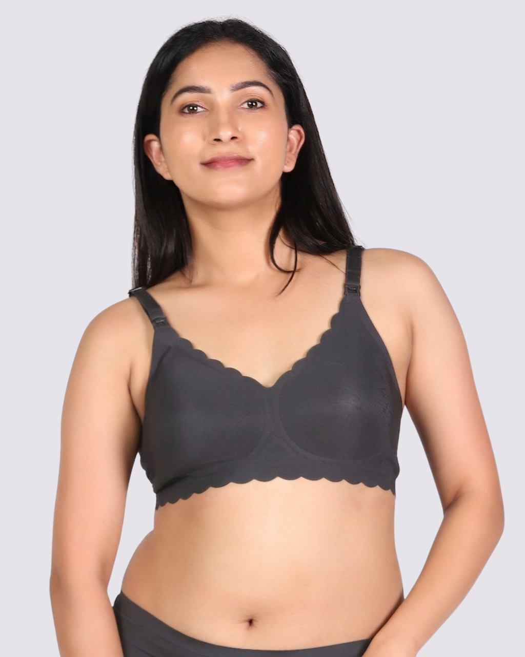 MamaEase Seamless Wirefree Padded Nursing Bra Carbon