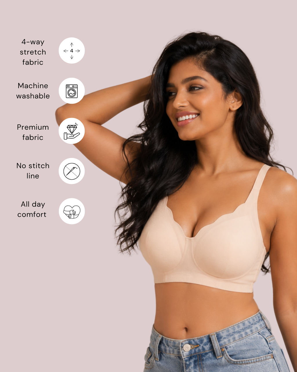 Emily – Seamless Wireless All Day Bra in Soft Pink