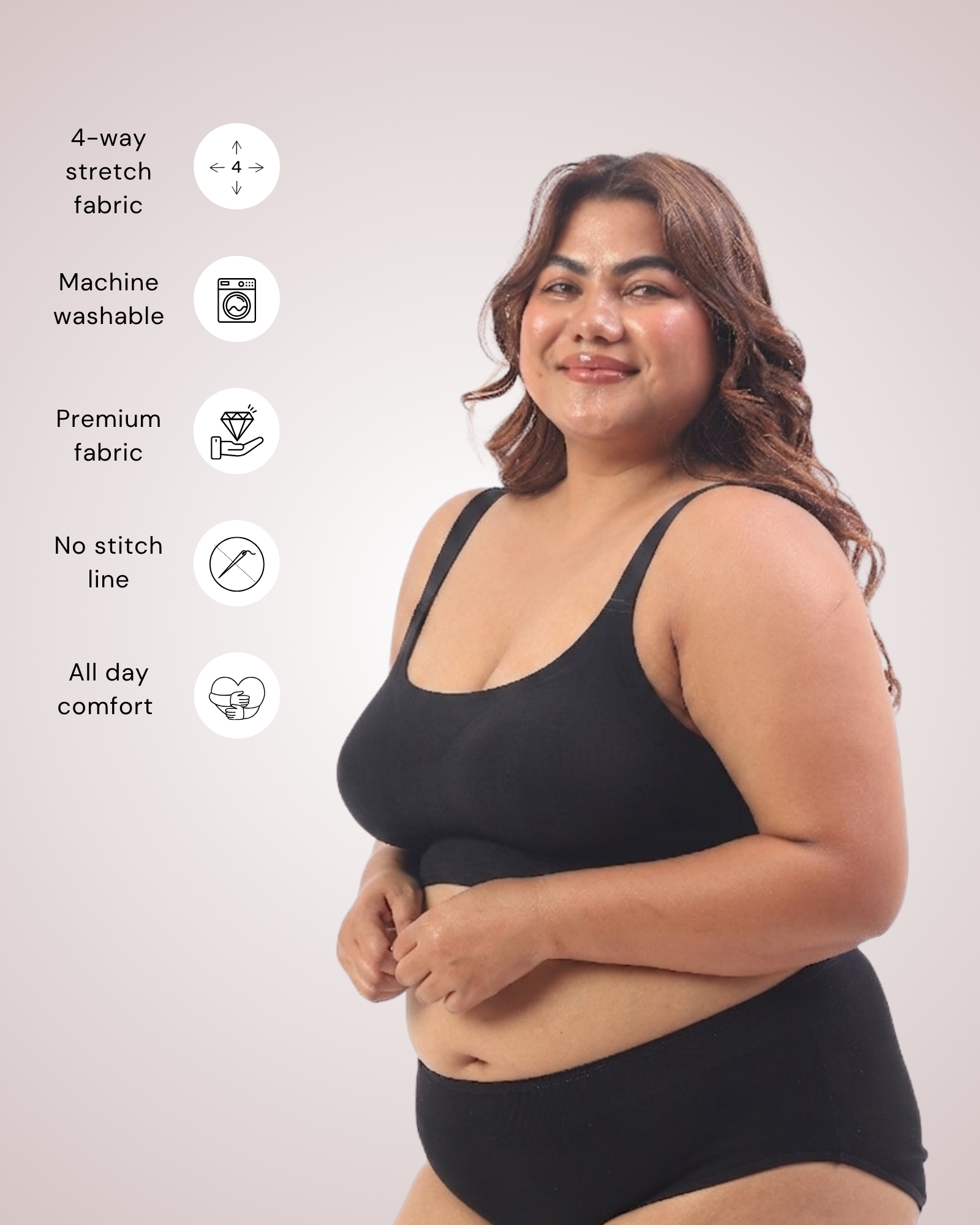 Luna – Wireless Full Coverage Everyday Bra in Black