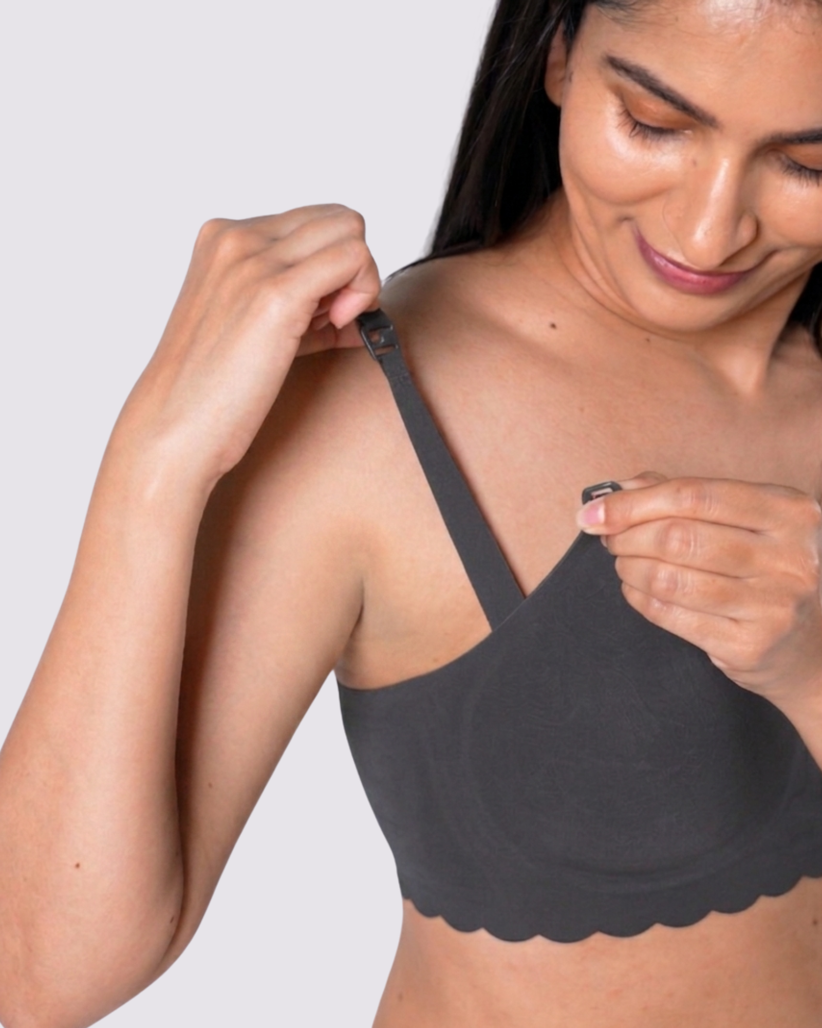 MamaEase Seamless Wirefree Padded Nursing Bra Carbon