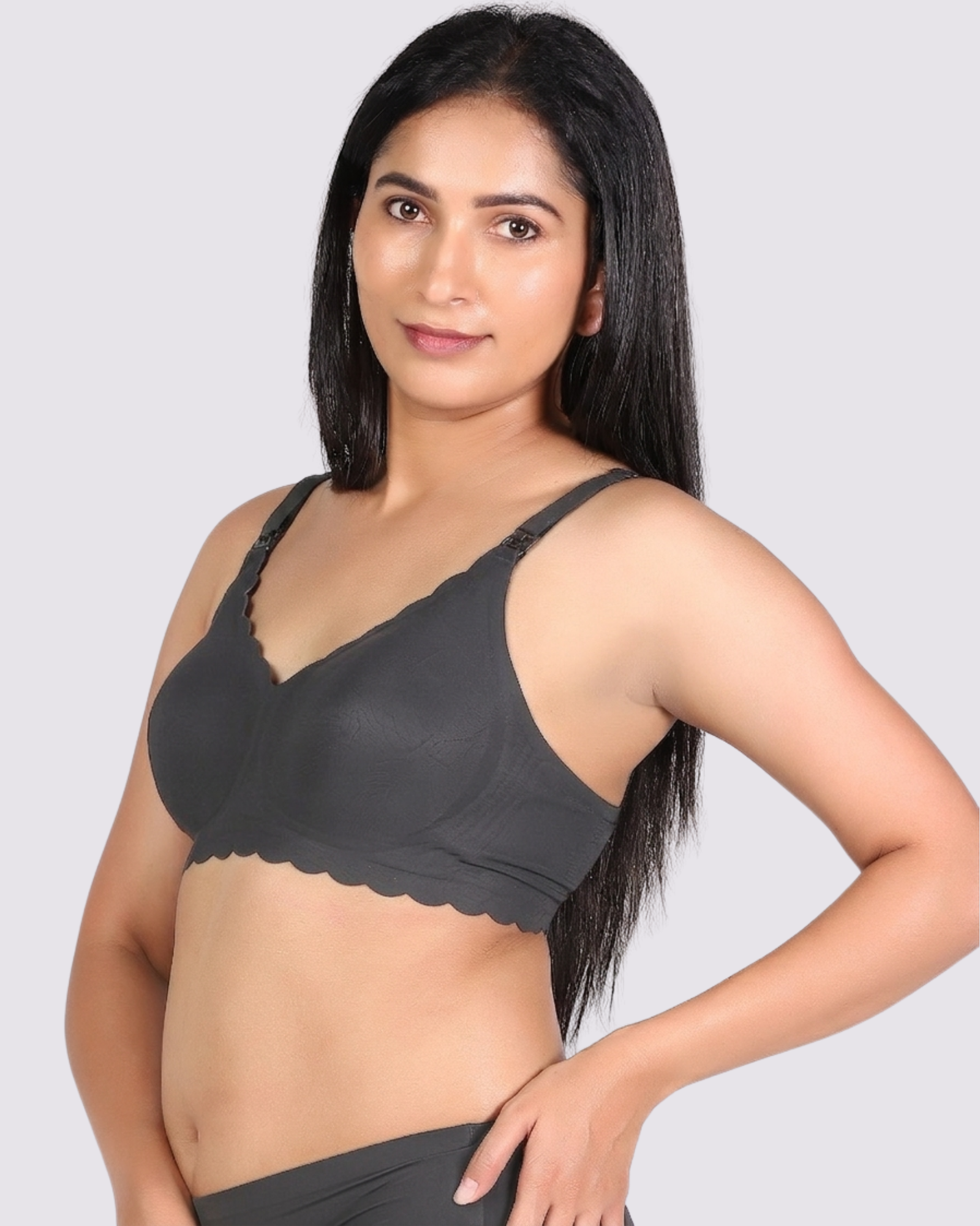 MamaEase Seamless Wirefree Padded Nursing Bra Carbon