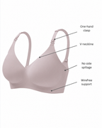MamaEase Seamless V-neck Wirefree Padded Nursing Bra Gray
