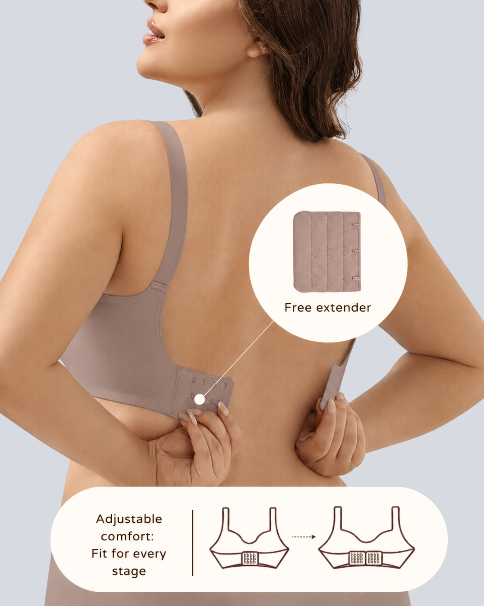 MamaEase Seamless V-neck Wirefree Padded Nursing Bra Gray