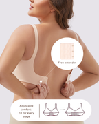 MamaEase Seamless V-neck Wirefree Padded Nursing Bra Beige