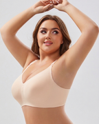 MamaEase Seamless V-neck Wirefree Padded Nursing Bra Beige
