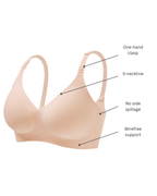 MamaEase Seamless V-neck Wirefree Padded Nursing Bra Beige