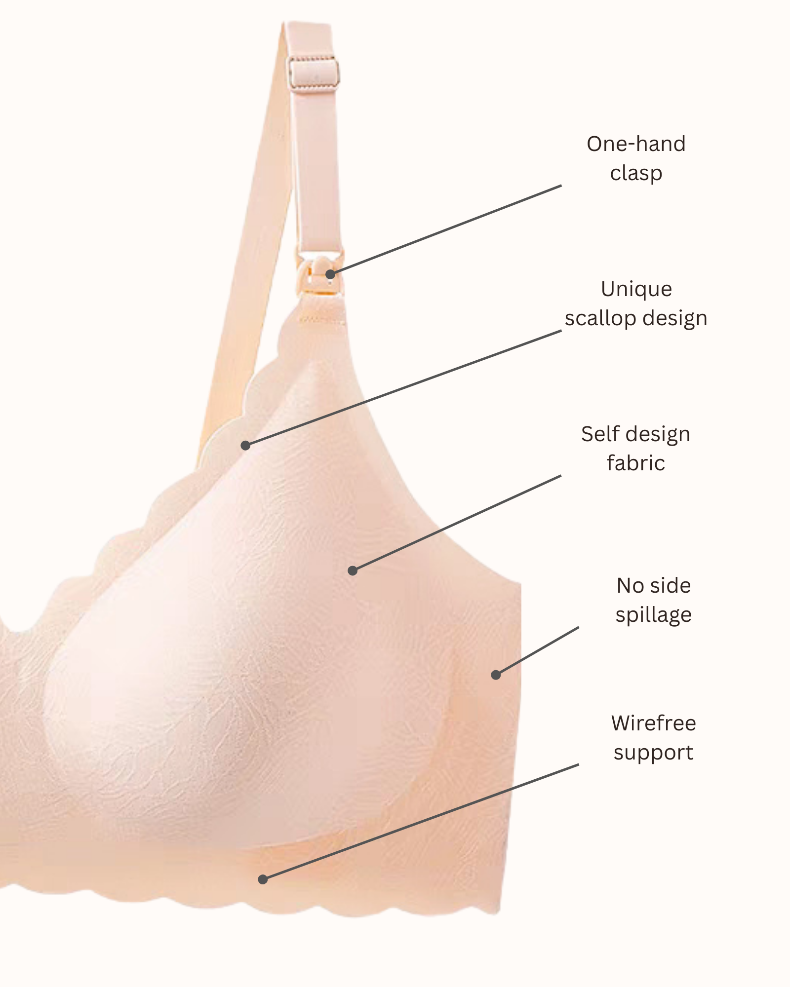 MamaEase Seamless Wirefree Padded Nursing Bra Beige