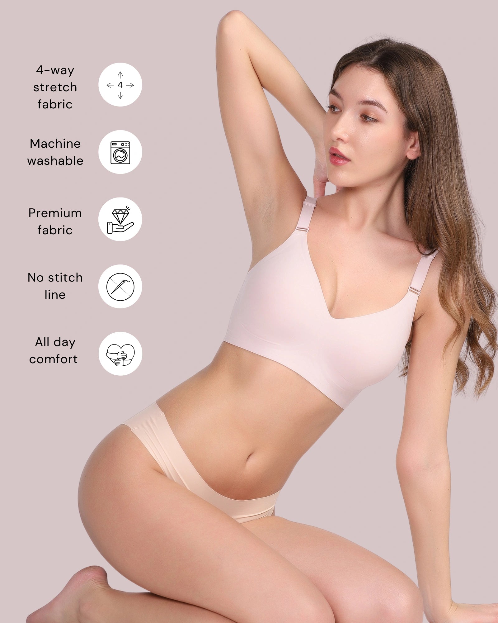 Vera – Pink Wireless Everyday Lift Bra