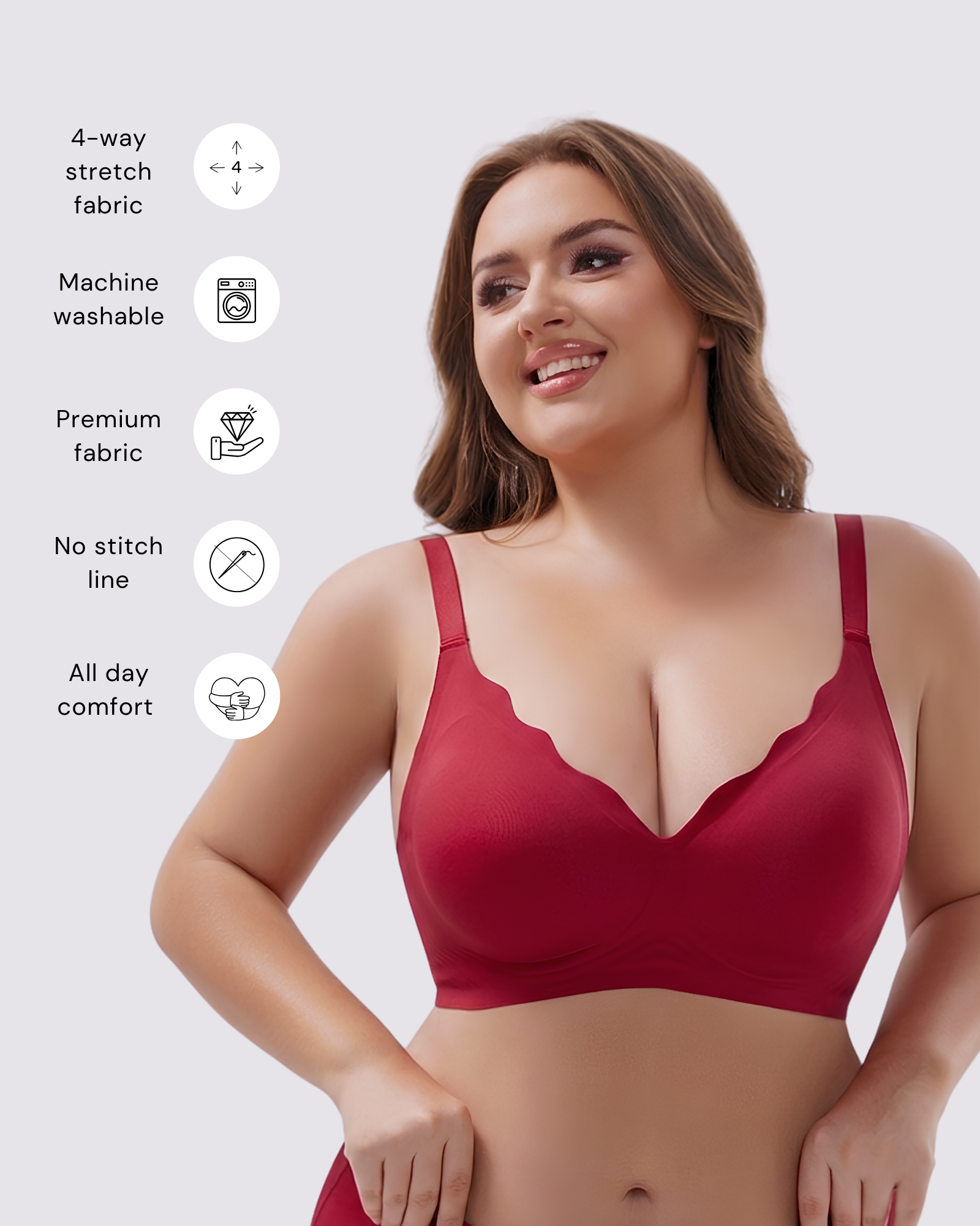 Celine – Red Seamless Wireless All Day Bra