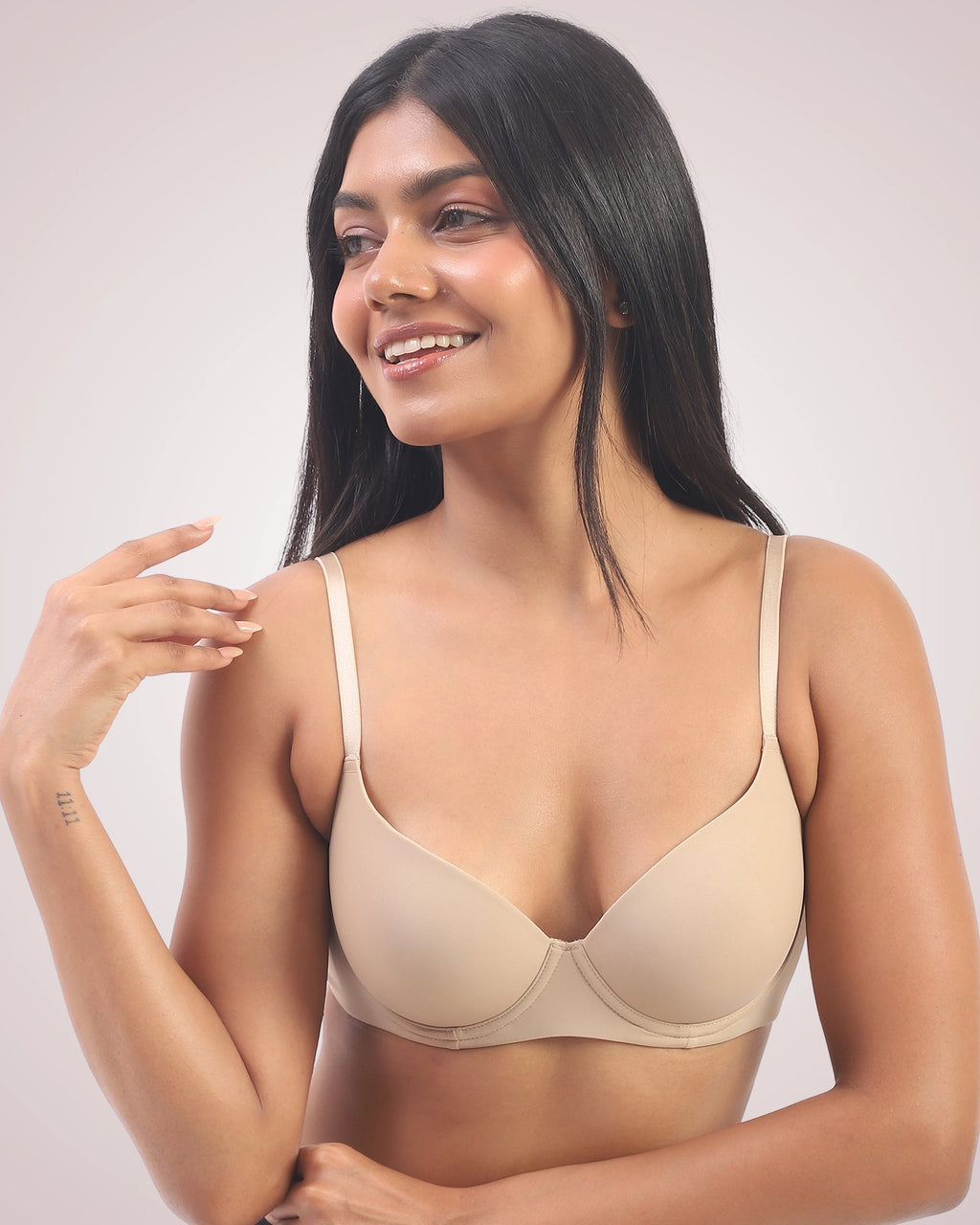 Nina- Padded Underwired T-shirt Bra in Beige