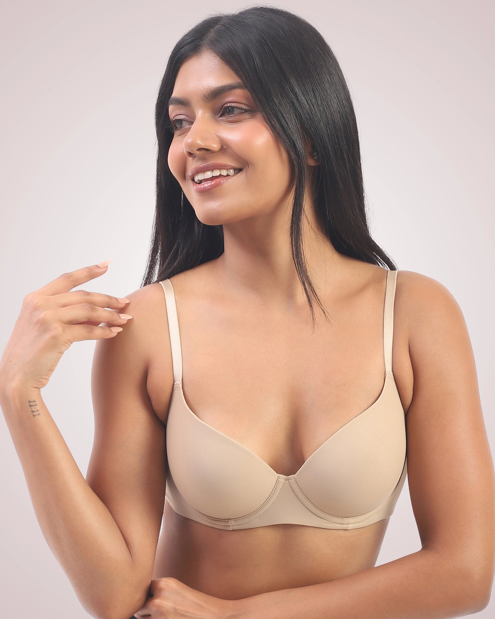 Nina- Padded Underwired T-shirt Bra in Beige