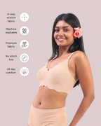 Sofia – Jaquard Seamless Wireless All Day Bra in Beige
