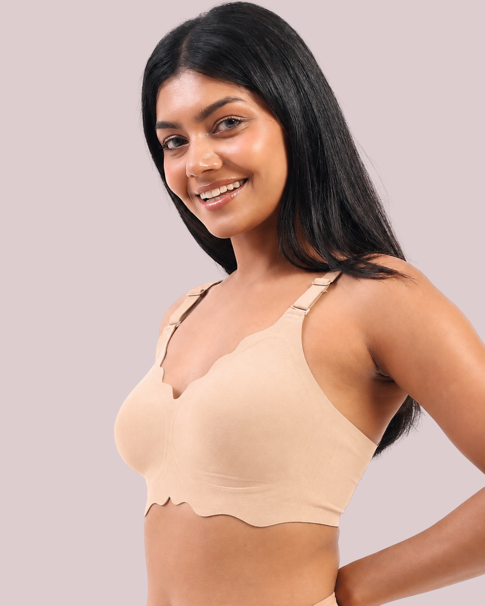 Sofia – Jaquard Seamless Wireless All Day Bra in Beige