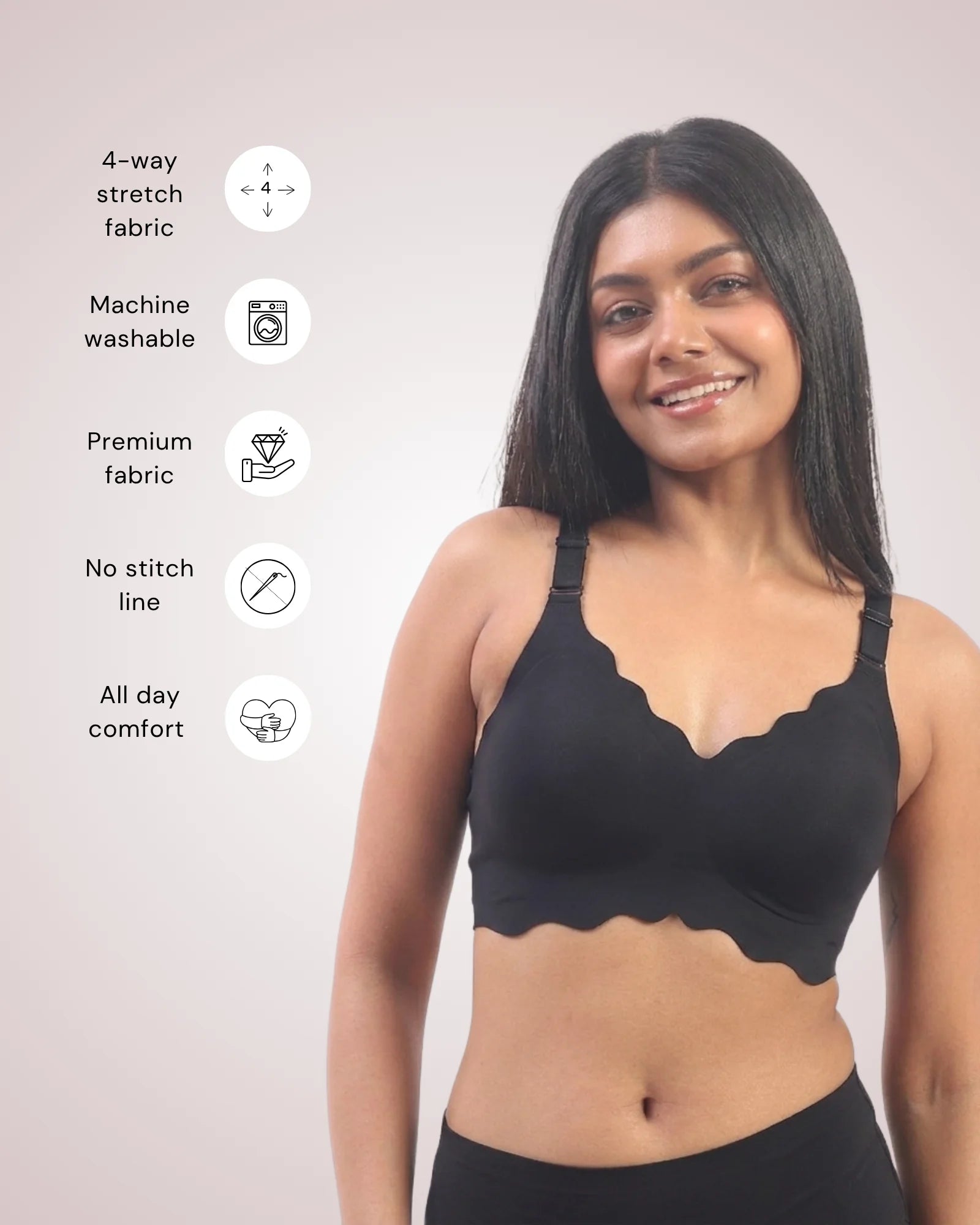 Sofia – Black Seamless Wireless All Day Bra