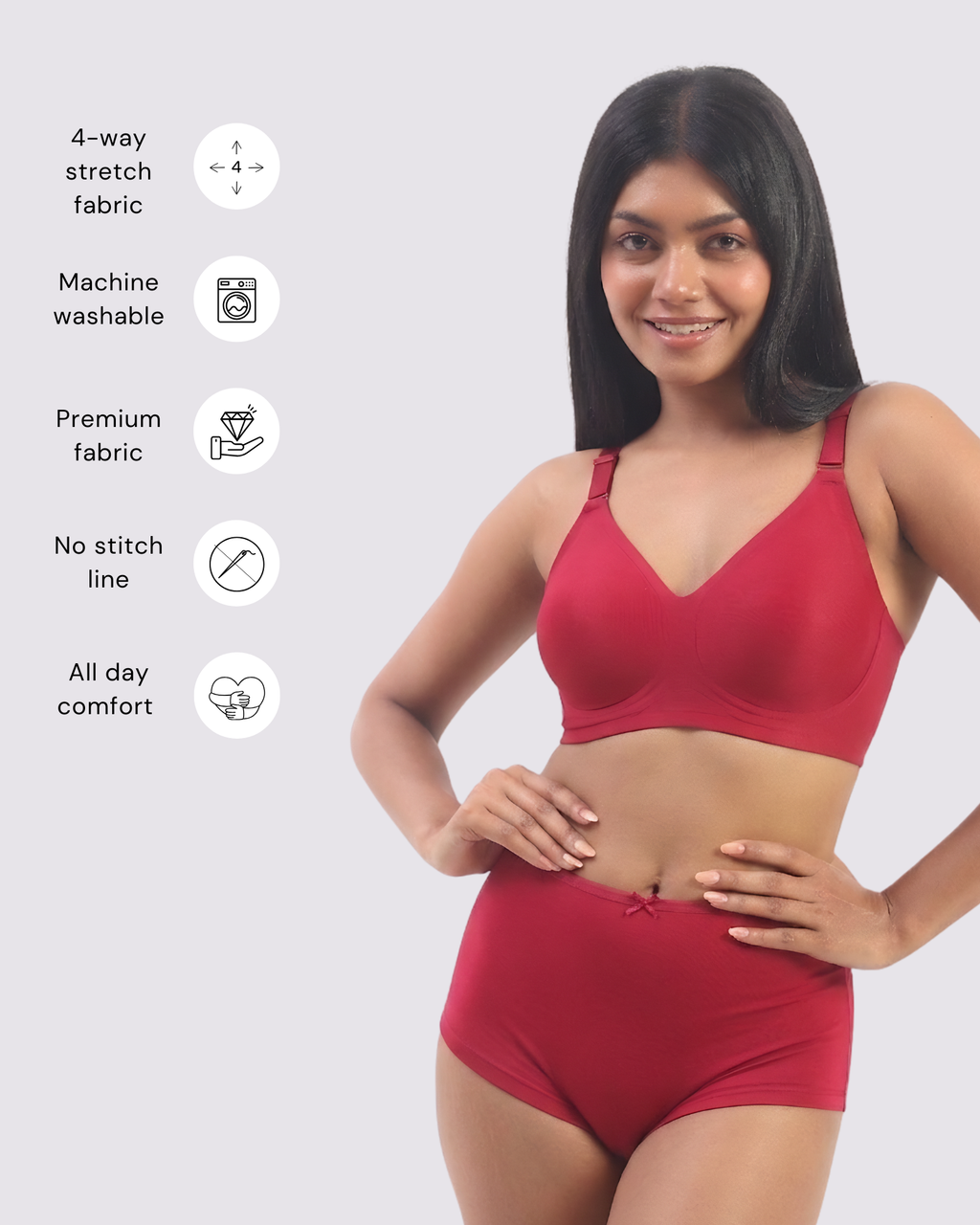 Vera – Red Wireless Everyday Lift Bra